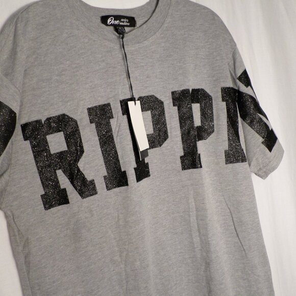 One Color Nation Drippin King Grey TShirt W/Black Glitter Lettering Sz XL NWT - Picture 6 of 13